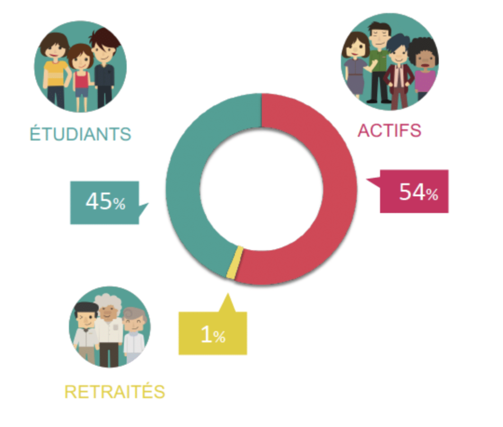 Infographie répartition des étudiants et jeunes actifs en colocation